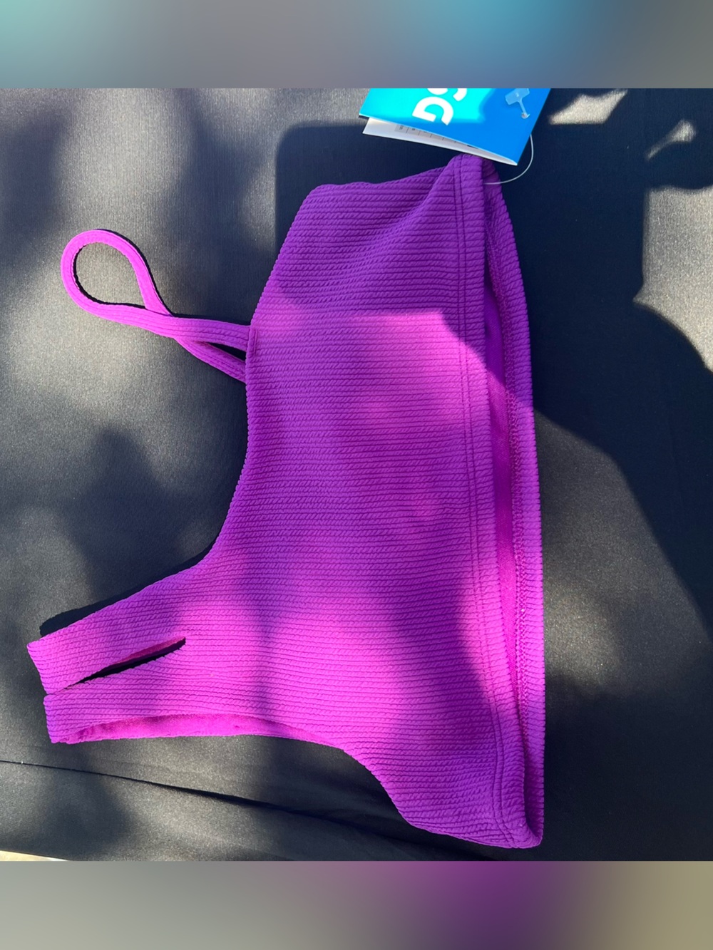Bright purple Ribbed Asymmetric Crop Top